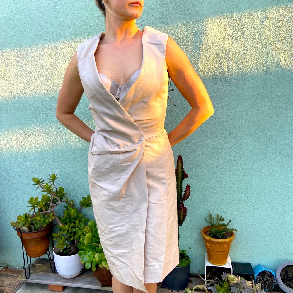 Vivienne Westwood Red Label Size 40 (Small) Cream/Beige Midi Wrap Dress NWT